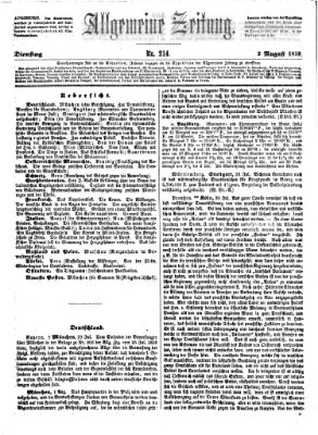 Allgemeine Zeitung Dienstag 2. August 1859