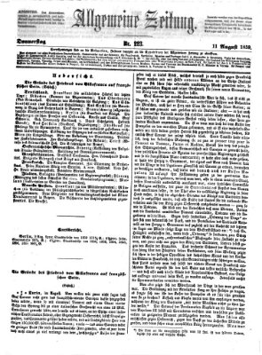 Allgemeine Zeitung Donnerstag 11. August 1859