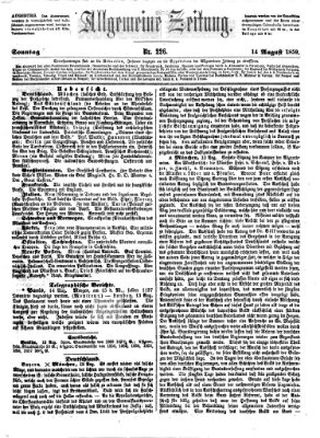 Allgemeine Zeitung Sonntag 14. August 1859