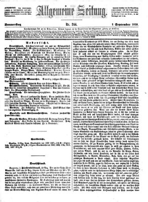 Allgemeine Zeitung Donnerstag 1. September 1859