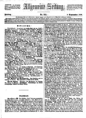 Allgemeine Zeitung Freitag 2. September 1859