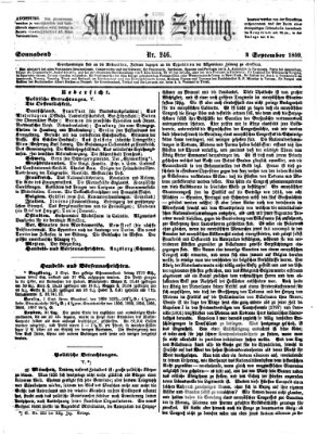 Allgemeine Zeitung Samstag 3. September 1859