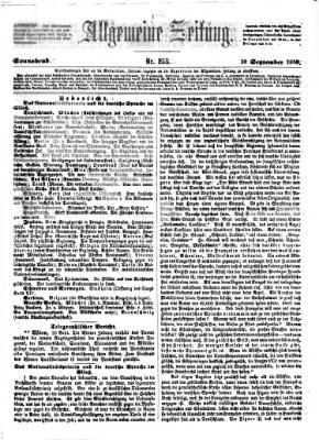 Allgemeine Zeitung Samstag 10. September 1859