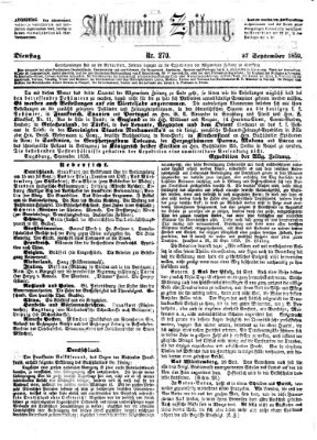 Allgemeine Zeitung Dienstag 27. September 1859