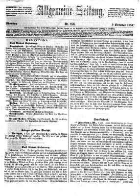 Allgemeine Zeitung Montag 3. Oktober 1859