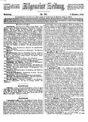 Allgemeine Zeitung Sonntag 9. Oktober 1859