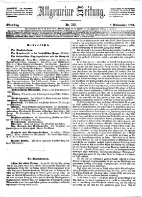 Allgemeine Zeitung Dienstag 8. November 1859