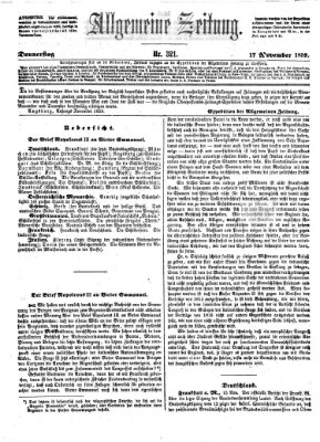 Allgemeine Zeitung Donnerstag 17. November 1859