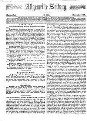 Allgemeine Zeitung Donnerstag 1. Dezember 1859