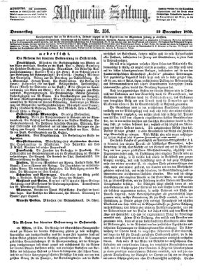 Allgemeine Zeitung Donnerstag 22. Dezember 1859