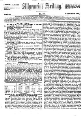 Allgemeine Zeitung Freitag 30. Dezember 1859