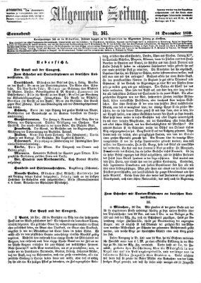 Allgemeine Zeitung Samstag 31. Dezember 1859