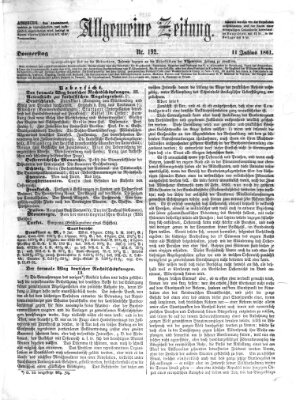 Allgemeine Zeitung Donnerstag 11. Juli 1861