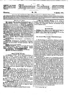 Allgemeine Zeitung Sonntag 14. Juli 1861