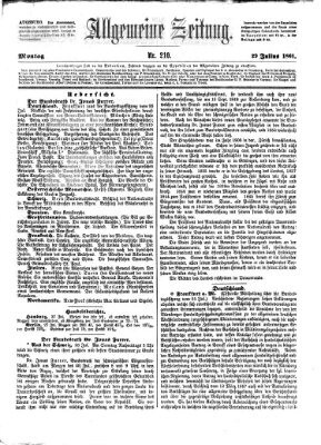 Allgemeine Zeitung Montag 29. Juli 1861