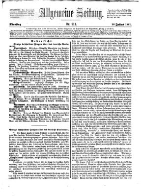 Allgemeine Zeitung Dienstag 30. Juli 1861