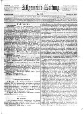 Allgemeine Zeitung Samstag 3. August 1861