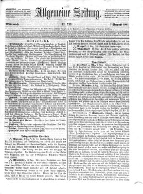 Allgemeine Zeitung Mittwoch 7. August 1861