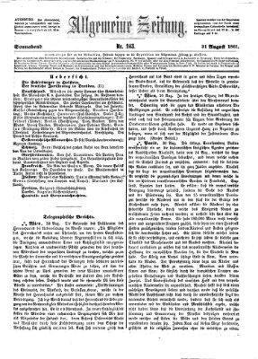 Allgemeine Zeitung Samstag 31. August 1861