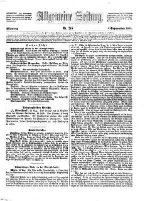 Allgemeine Zeitung Montag 2. September 1861