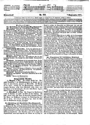 Allgemeine Zeitung Samstag 7. September 1861