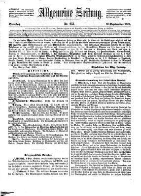 Allgemeine Zeitung Dienstag 10. September 1861