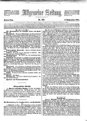 Allgemeine Zeitung Donnerstag 19. September 1861