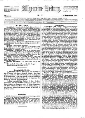 Allgemeine Zeitung Sonntag 29. September 1861