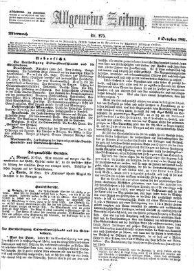 Allgemeine Zeitung Mittwoch 2. Oktober 1861