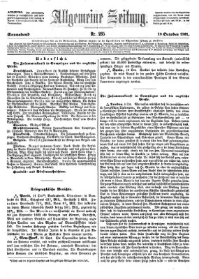 Allgemeine Zeitung Samstag 12. Oktober 1861