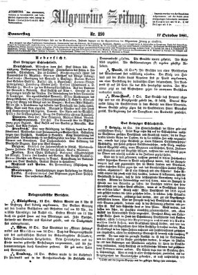 Allgemeine Zeitung Donnerstag 17. Oktober 1861