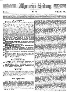 Allgemeine Zeitung Freitag 18. Oktober 1861