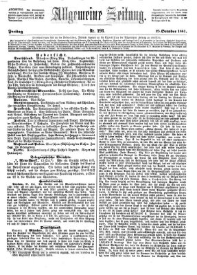 Allgemeine Zeitung Freitag 25. Oktober 1861