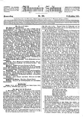 Allgemeine Zeitung Donnerstag 31. Oktober 1861