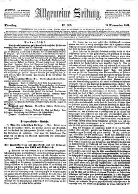 Allgemeine Zeitung Dienstag 12. November 1861