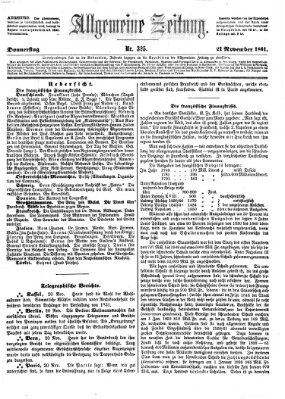 Allgemeine Zeitung Donnerstag 21. November 1861