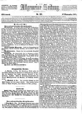 Allgemeine Zeitung Mittwoch 27. November 1861