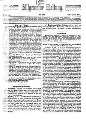 Allgemeine Zeitung Sonntag 1. Dezember 1861