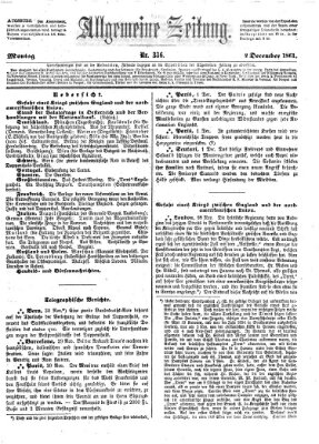 Allgemeine Zeitung Montag 2. Dezember 1861