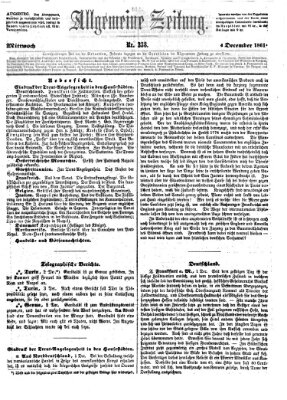 Allgemeine Zeitung Mittwoch 4. Dezember 1861