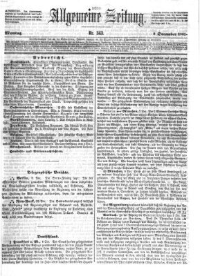 Allgemeine Zeitung Montag 9. Dezember 1861