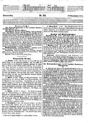 Allgemeine Zeitung Donnerstag 19. Dezember 1861