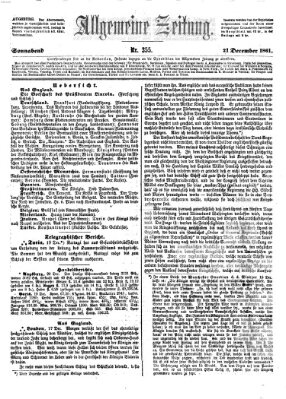 Allgemeine Zeitung Samstag 21. Dezember 1861