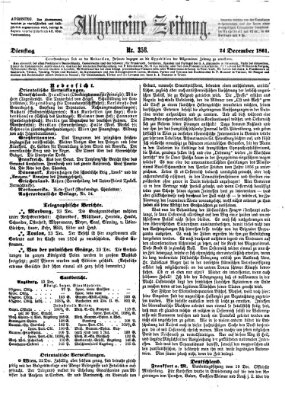 Allgemeine Zeitung Dienstag 24. Dezember 1861