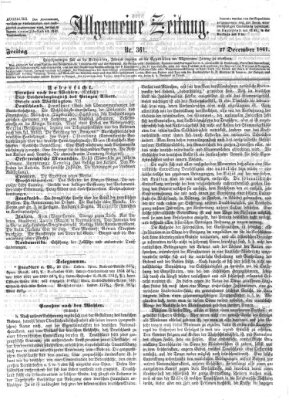 Allgemeine Zeitung Freitag 27. Dezember 1861