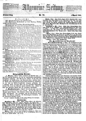 Allgemeine Zeitung Donnerstag 3. April 1862
