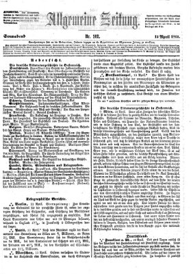 Allgemeine Zeitung Samstag 12. April 1862