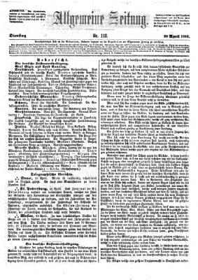 Allgemeine Zeitung Dienstag 22. April 1862