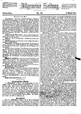 Allgemeine Zeitung Donnerstag 24. April 1862