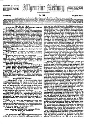 Allgemeine Zeitung Sonntag 15. Juni 1862